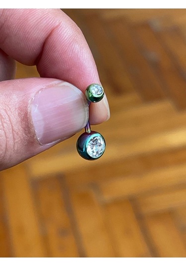 316 Cerrahi Çelik Tek Taş Göbek Piercingi Renkli