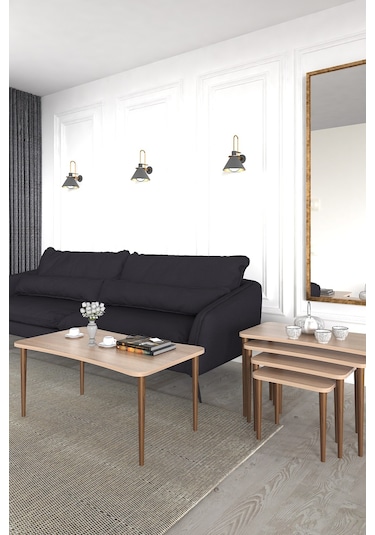 Aleyna 5li Orta Sehpa ve Zigon Sehpa Ahşap Ayaklı Sehpa – Sonomo