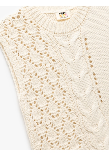 Koton Bisiklet Yaka Örgü Detaylı Basic Triko Süveter Bej 5skg90028ht Ekru