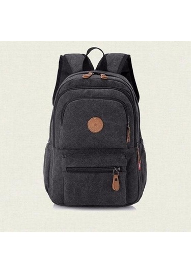 Siyah Wtempo Düz Renk Kalın Aşınmaya Dayanıklı Kanvas Sırt Çantası Unisex Büyük Kapasiteli Bagaj Çantası Denim Öğrenci Okul Çantası
