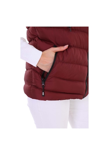 Euromoda Everest Kadın Jel Dolgu Kapüşonlu Şişme Yelek Bordo