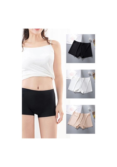 Royaleks Kadın Dikişsiz Görünmez İz Yapmaz Mini Şort Boxer Siyah-Beyaz-Ten 6 Adet Çok Renkli