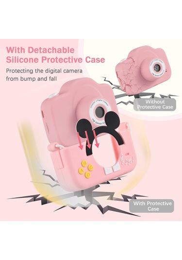 Vkemall Çocuklar İçin Renkli Dijital Kamera - 20mp Lens, 2.0" Ips Ekran, 1080p Video, Çekim/oynatma, Dahili Li-pol Batarya, Sarı