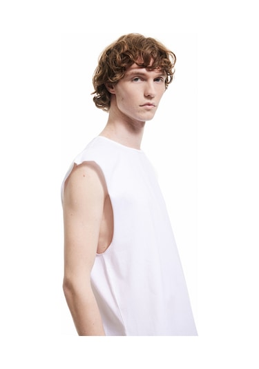 Koton Pamuklu Bisiklet Yaka Basic Kolsuz Tişört Beyaz 5sam30001mk Beyaz