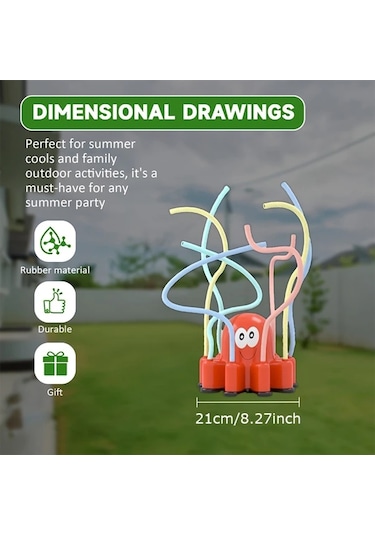 Elmpaly Kırmızı Ahtapot Sulama Sistemi: 8 Renkli Hortum İle Bahçe Oyunu - Hortumla Sulama, Elektriksiz