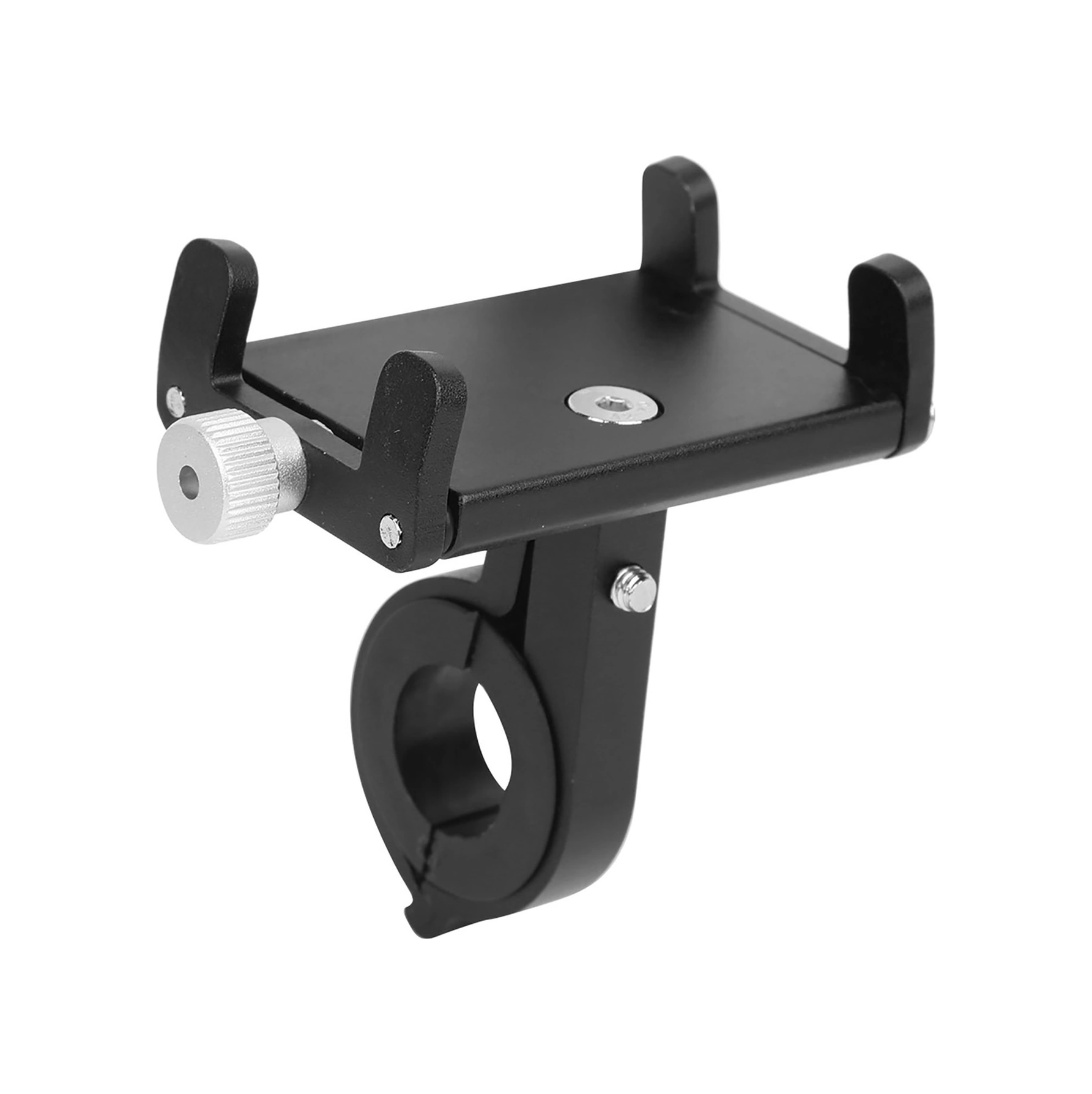 Vkemall Alüminyum Bisiklet Telefon Tutucu - Mekanik Kilitleme, 360 Döner, 3.5-6.5 İnç Telefonlar İçin, 18-31mm Direk Uyumlu, Siyah Siyah