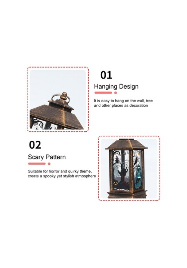 Youtek Korkunç Desenli Halloween Led Feneri, Cadı Ve Kafa Figürlü Dekoratif Aydınlatma, Ev Bahçe Partisi Dekoru, Pil İle Çalışır Diğer