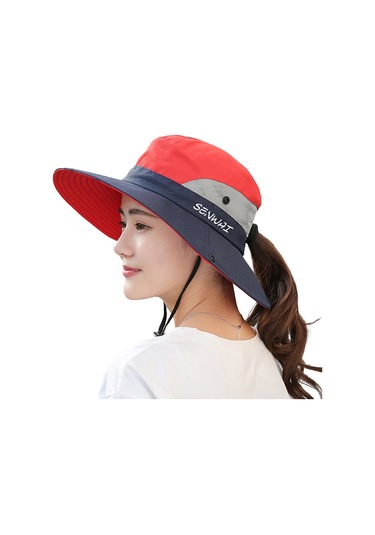 Uv Işınlarına Karşı Koruyucu Geniş Kenarlı Güneş Şapkası - Rahat Kumaşlı Ve Hava Geçirgen Kırmızı