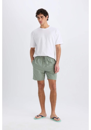 Defacto Regular Fit Kısa Boy Yumuşak Tuşeli Deniz Şortu E0993ax25hskh440 Haki