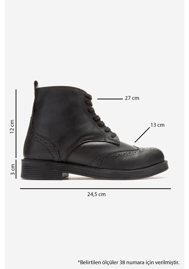 Luvishoes Nelvy Siyah Cilt Hakiki Deri Kadın Bot Siyah