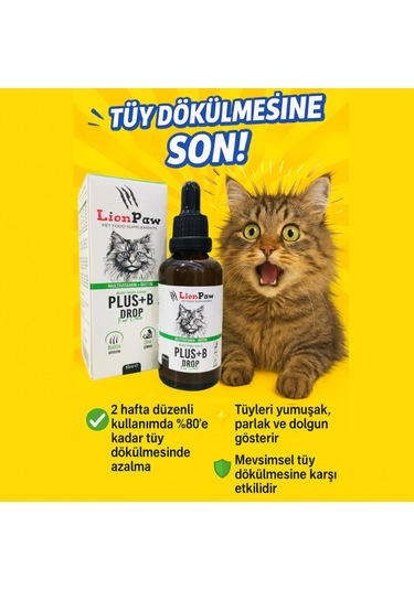 Lion Paw Kediler İçin Biotinli Multivitaminli ve Çinkolu Tüy Dökülmesini Azaltan Damla 50 ML