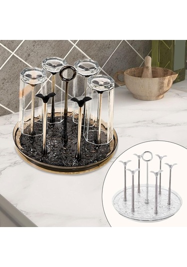 Trendooze Bar Mutfak İçme Standı Beyaz Bardak Kurutma Tezgahı Beyaz