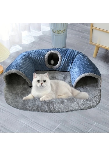 Honeybeeshop Latex Kedi Tüneli Yatak 33.46x27.56inch Monster 3 Açıklıklı Rahat Yaz Matı 1-8kg Kedi Tavşan Hamster İçin Dayanıklı Polyester