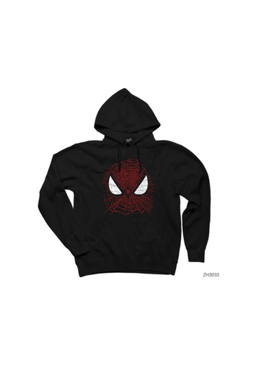 Spiderman Nets Siyah Kapşonlu Sweatshirt Hoodie Siyah