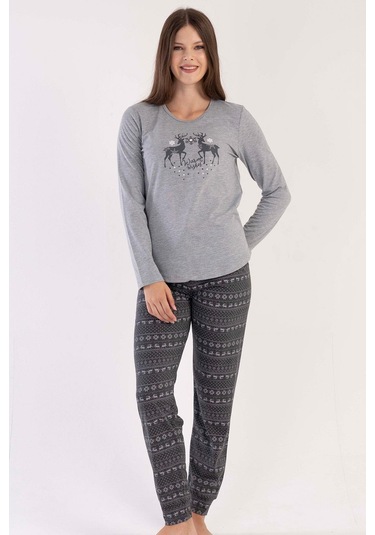 Kadın Uzun Kol Antrasit Pijama Takımı C3t0n4o090 001