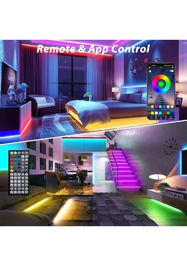 Yatak Odası İçin Led Işıklar 150ft Renk Değiştirme Rgb Led Şerit Işıkları, Dıy Müzik Senkronizasyonu Uzaktan Ve Uygulama Kontrolü