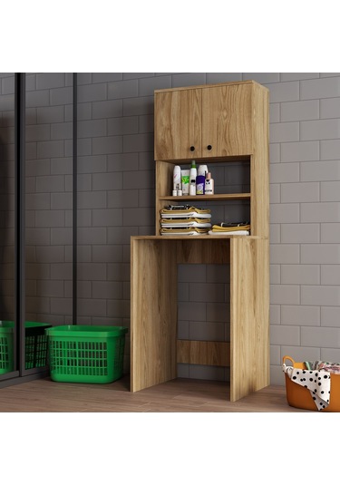 Moxen Mobilya Ceviz Çamaşır Makinesi Dolabı Cmd2002Cvz