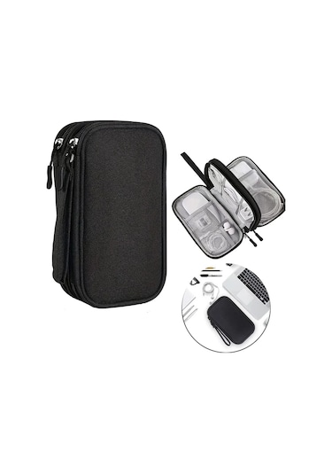 Willowhaven R Desenli Çiçek Baskılı Elektronik Depolama Çantası Disk Kulaklık Şarj Kablosu Taşıyıcı