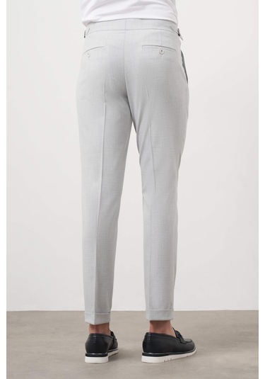 Morven Erkek Gri Poliviskon Trend Pileli Slim Fit Spor Pantolon Gri