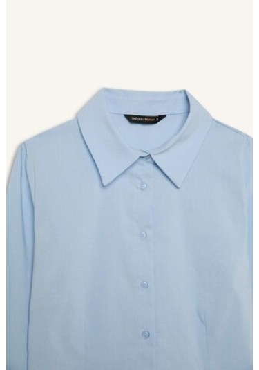 DeFacto Regular Fit Basic Düz Bengalin Uzun Kollu Gömlek I5278AZ25SPBE366 Mavi DeFacto Regular Fit Basic Düz Bengalin Uzun Kollu Gömlek I5278AZ25SPBE366 Mavi