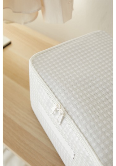 Home Wave 4'lü Küçük Boy Gri Pötikare Hurç Set 30 x 22 x 18 cm