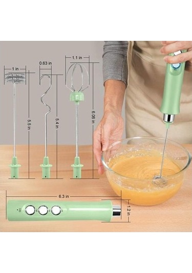 Soulader El Şarj Edilebilir Mini Süt Köpürtücü - 3 Hız Ayarı İle Latte, Cappuccino Ve Sıcak Çikolata Hazırlama Aleti Taşınabilir Kahve Köpürtücü Yeşil
