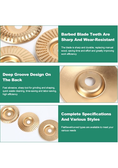 Konesam "ahşap Zımpara Disk Seti - 3'lü Altın Karbon Çelik Taşlama Tekerlekleri 100mm " Gümüş