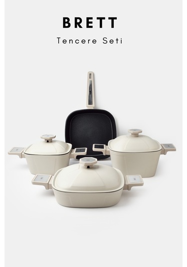 Brett 7 Parça Tencere Seti Krem Krem