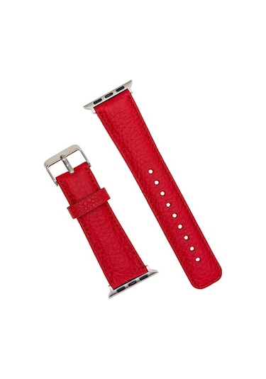 Bouletta Watch Uyumlu Deri Kordon 42-44-45Mm Erc2 Kırmızı