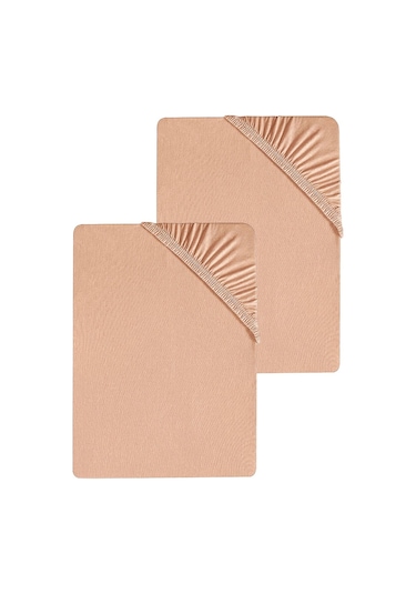 2 Adet Düz Pamuklu Tek Kişilik 120 X 200 Cm Lastikli Penye Çarşaf-yavruağzı