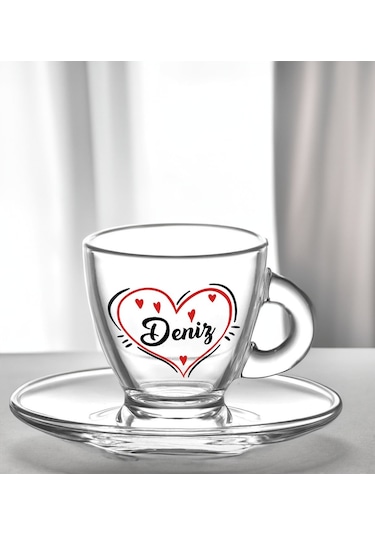 Bk Gift Kişiye Özel İsimli Dtf Cam Kahve Fincanı-1, Sevgiliye Hediye, Arkadaşa Hediye, Doğum Günü Hediyesi Kobitmeyencom31022 Bk Gift