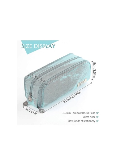 Büyük Kapasiteli Kalem Kutusu, 3 Bölmeli, Okul, Genç Kız, Erkek, Erkek, Kadın Kalem Çantası Sarı - Açık Mavi Yjd Th