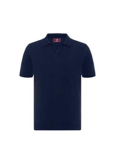 Gerhard Erkek Regular Fit Triko Polo Yaka T-shirt Açık Lacivert