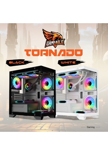 Gameagle Tornado Bilgisayar Kasası 750W + 80 POWER 240 MM  SIVI SOĞUTMA (BEYAZ)