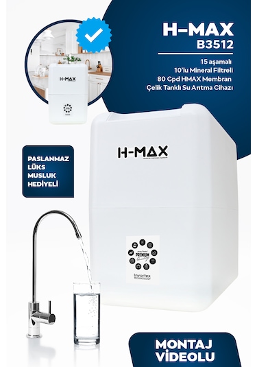 8l Çelik Tank 15 Aşama Multi Mineral 80gpd Su Arıtma Cihazı B3512