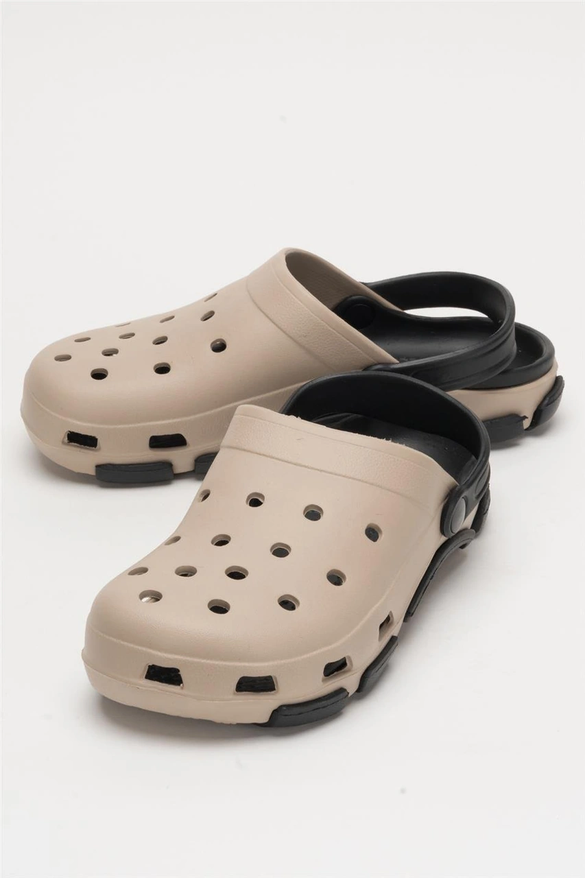 Unisex Çift Tabanlı Ortopedik Hemşire Doktor Aşçı Laboratuvar Deniz Havuz Terliği Sandalet Bej - Siyah Bej - Siyah