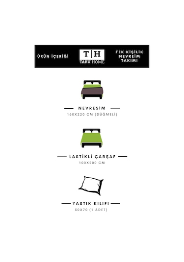 Tabu Home İpliği Boyalı Antrasit Çarşafı Lastikli Tek Kişilik Nev