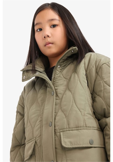 Defacto Kız Çocuk Su İtici Kapitoneli Fermuarlı Çıtçıtlı Mont E7039a825aukh461 Haki