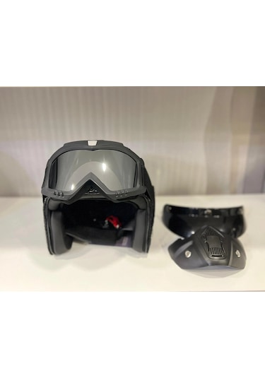 Kask Tex 701 Jyt Siyah Deri + Kask Maskeli