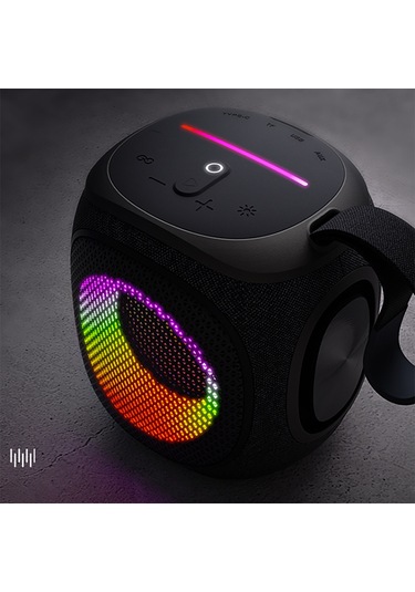 Lenyes S864 Rgb Işıklı Taşınabilir Tws Bluetooth Speaker Hoparlör V5.3 Siyah