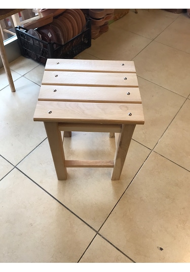 Ahşap Tabure Gürgen Ağacı 40 Cm