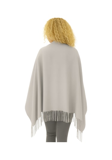 1 Adet Kadın Büyük Bedene Uygun Ekstra Yumuşak Dokulu Püskül Detaylı Kışlık Atkı Omuz Şalı Gri