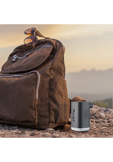 Vkemall Siyah Taşınabilir Elektrikli Hava Pompa, 4 Uçlu, Şişirme-çıkartma, Led Işık, 2400mah Pil, Kamp/kazak/su Yolları İçin