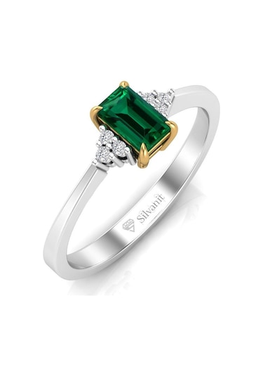 0,50 Karat Pırlantalı Zümrüt Yüzük (464656875)
