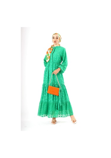 Yeşil Şifon Kawel Elbise Yeşil