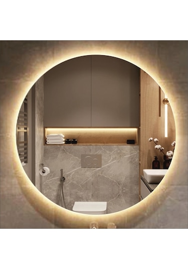 Dekoratif Led Işıklı Yuvarlak Banyo Ve Konsol Aynası Şeffaf