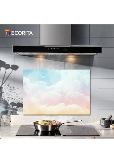 Decorıta Cam Ocak Arkası Koruyucu | Renkli Bulutlar