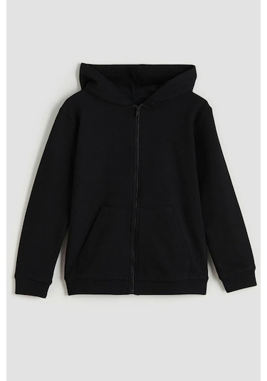 Giyicem G2025-3 Basic Fermuarlı Kapüşonlu Unisex Okul Sweatshirt - Siyah