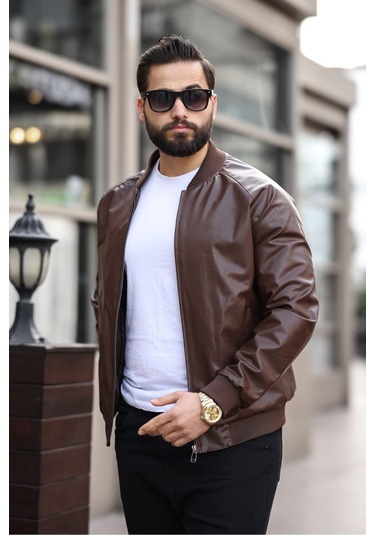 Erkek Süet Kolej Ceket Kahverengi Deri