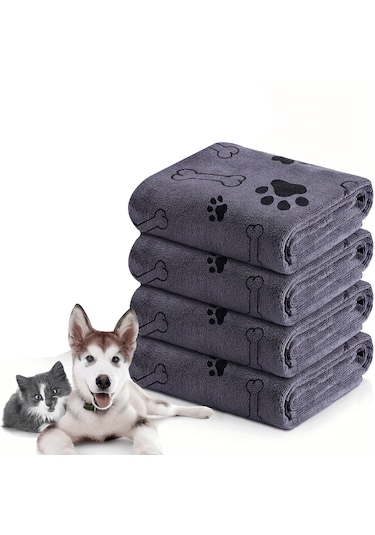 Ecronicword 4 Set Evcil Köpek Banyo Havlusu Emici Çabuk Kuruyan Yumuşak
